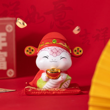 蛇年摆件创意陶瓷元宝招财摆件存钱罐收银台店铺开业家居礼品批发