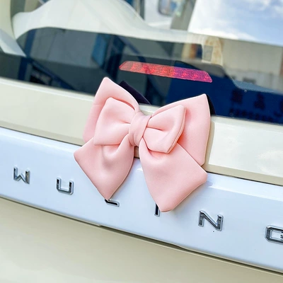 Car Rear Bow Decoration Pendant Trunk Rear Car Sticker Accessories Motorcycle Doll Car Ornaments Car (Car ornaments) - peach-pink-double-layer-big-bow