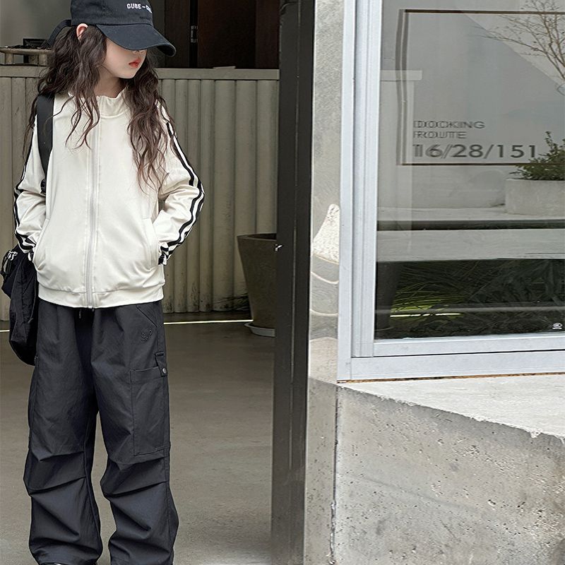 Internet popularidad de la versión coreana de la chaqueta casual con cremallera de los niños de primavera y otoño nuevo estilo extranjero chaqueta de moda a rayas