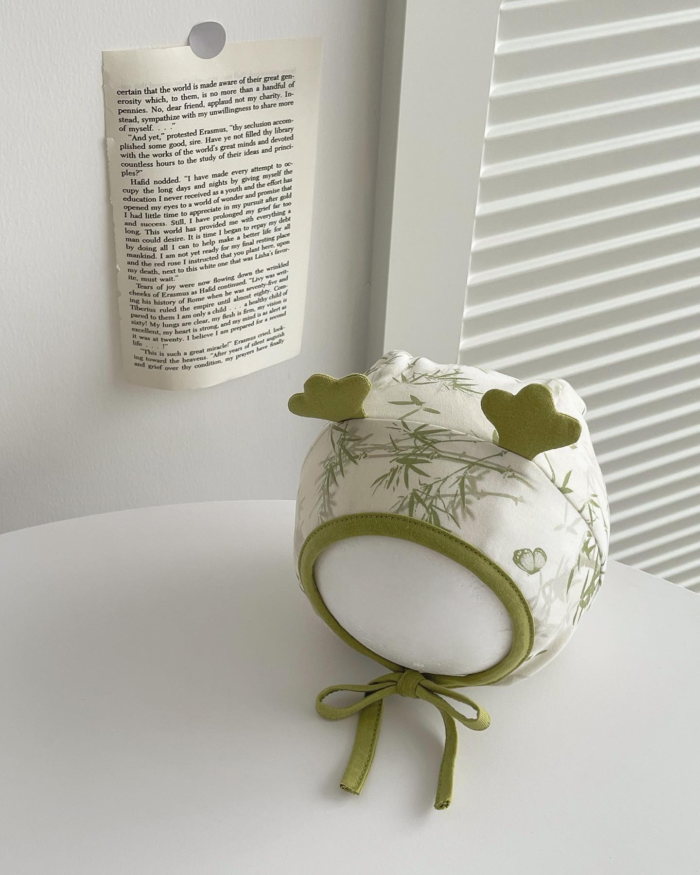 Bamboo ear protection hat-green (100% cotton)