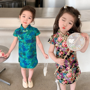 Children's Ancient Costume Hanfu Autumn Tang Suit Girl's Chinese Style Improved Cheongsam Dress Girl's Ethnic Style Princess Dress Costume