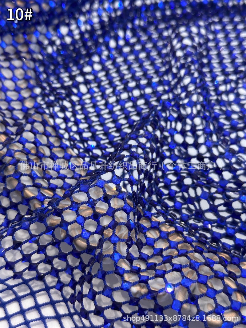 Fabricantes de venta al por mayor tortuga de vidrio caliente taladro tela de malla elástica cena de fiesta espectáculo de escenario tela de vestido