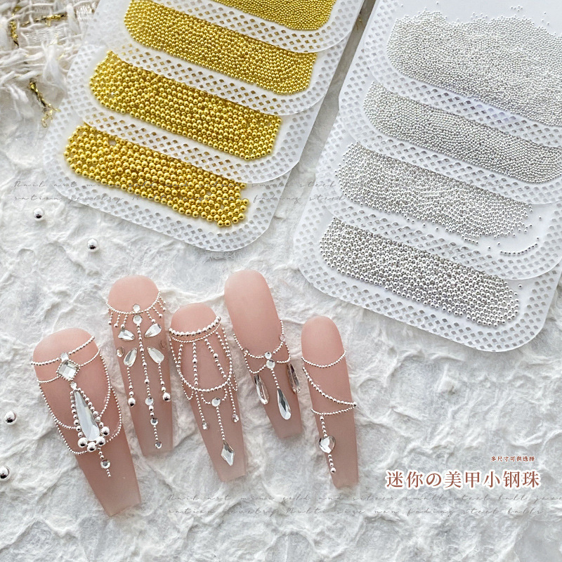 Mini Small Steel Beads Nail Art Decorations 0.4mm Various Sizes Set Gold and Silver Nail Rhinestones Wholesale Mini Small Steel Beads Nail Art Decorations 0.4mm Various Sizes Set Gold and Silver Nail Rhinestones Wholesale