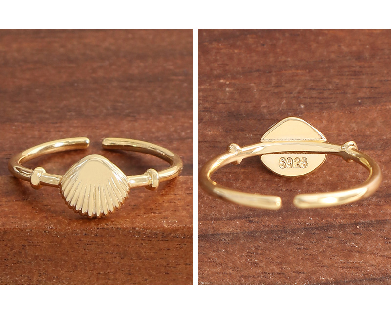 5g Weight Open Rings Classification 1 Piece Quantity Holiday, Travel, Daily Occasion 925 Sterling Silver Material Shell Pattern Women's Gender Plating Design Casual, Simple Style, Streetwear Style 925 Sterling Silver Shell Open Rings 2