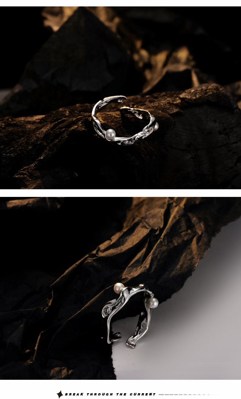 Fashion Geometric Sterling Silver Plating Artificial Pearls Open Ring 1 Piece