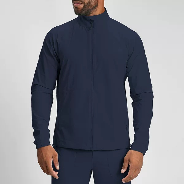Cross-Border Eco-Friendly Recycled Skin-Friendly Breathable Quick-Dry Water-Repellent Zip-Up Stand Collar Men's Sports Fitness Jacket 5085-2