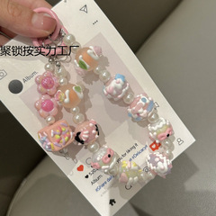 漫画インクリームビーズストラップかわいい携帯電話携帯電話チェーンペンダント diy キーホルダーバッグチェーン