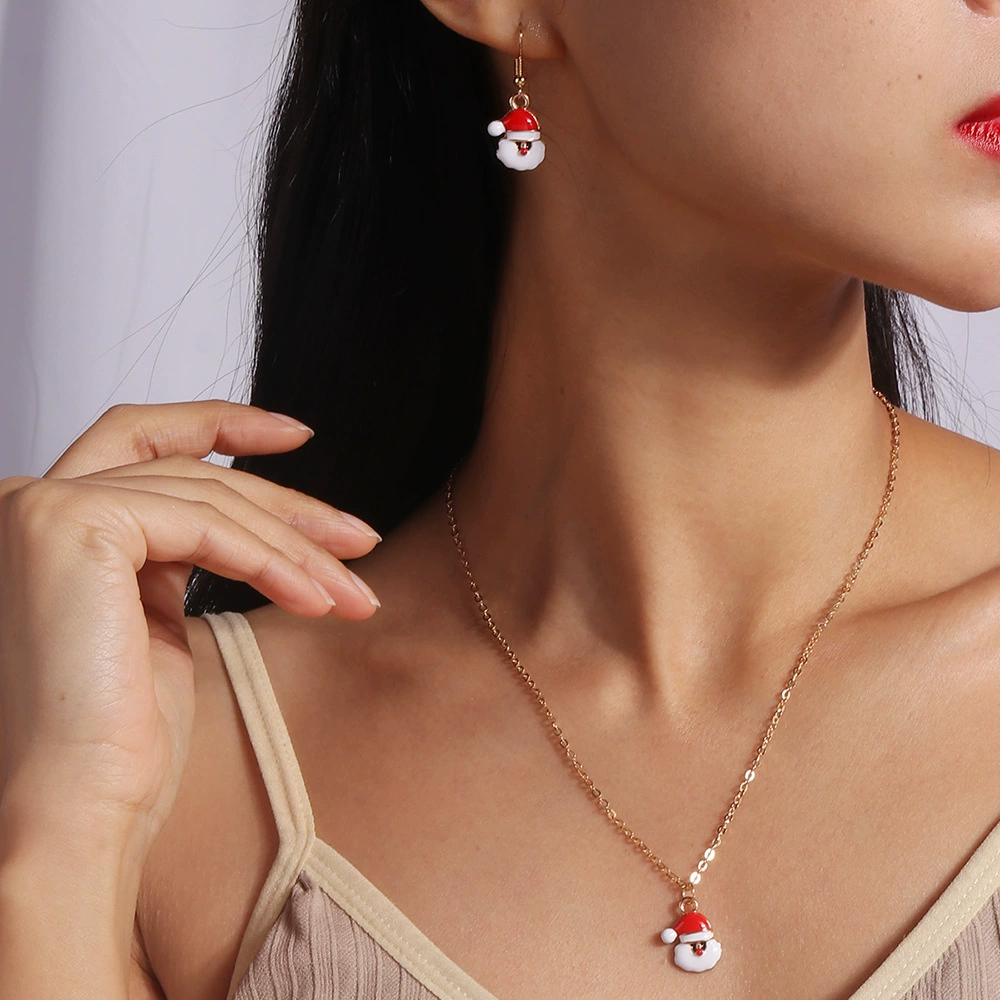 Christmas necklace for elderly, accessory, earrings, set, for import