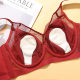 Red Benmingnian Big Chest Small Thin Underwear Women's Soft Steel Rings Auxilam Anti-sagging Adjustable Bra suit