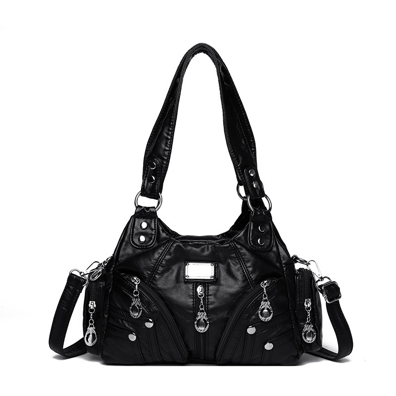 Cross-Border Soft Leather Washed Leather Women's Shoulder Bag Multi-Functional Casual Pu Tote Bag Fashion Crossbody Bag Wholesale Trendy Bag Cross-Border Soft Leather Washed Leather Women's Shoulder Bag Multi-Functional Casual Pu Tote Bag Fashion Crossbody Bag Wholesale Trendy Bag