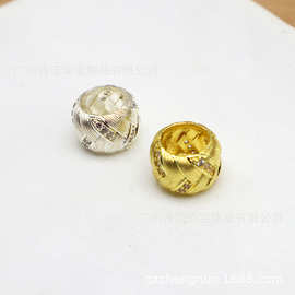 微镶麦穗编织大孔珠diy配件手链隔珠车轮珠首饰项链吊坠饰品