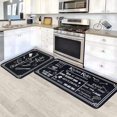 Cross-border American-style letter doormat household kitchen oil-absorbent stain-resistant long strip two-piece mat entryway easy to clean door mat