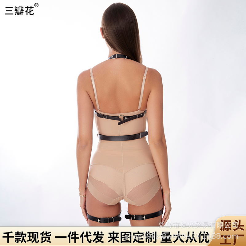 Estilo punk europeo y americano Harajuku pareja atar collar anillo de pierna cinturón correa de una pieza joyería moda femenina cinturón cadena de cintura