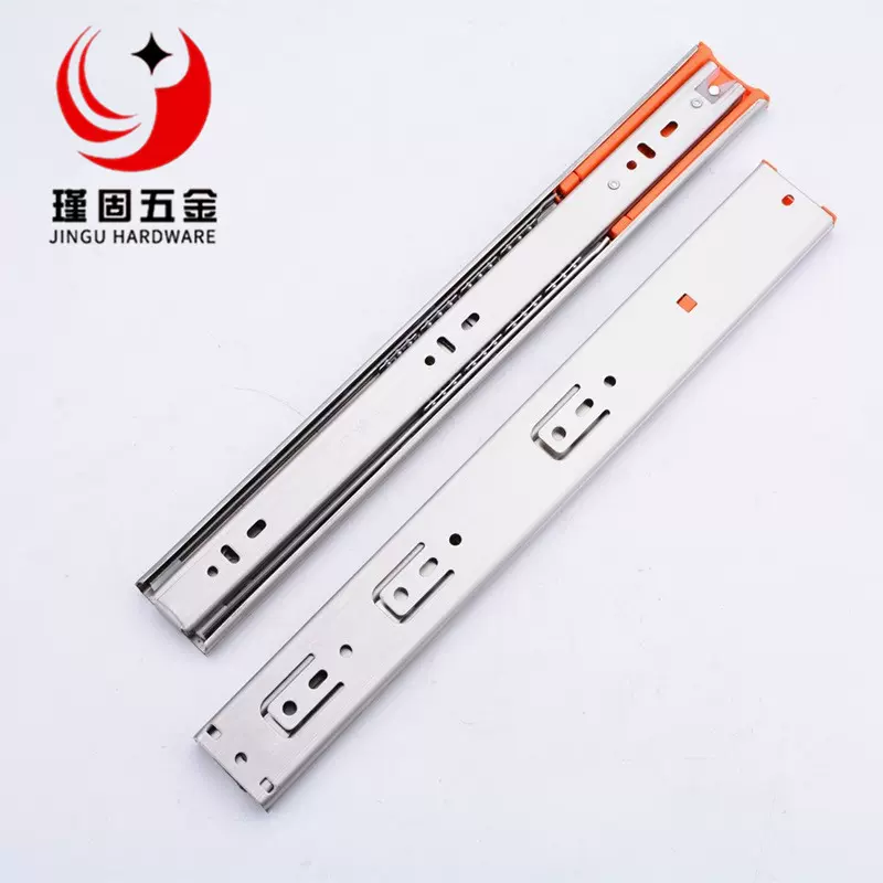 滑轨不锈钢 缓冲滑轨三节 阻尼液压导轨 家具抽屉滑道静音 4510