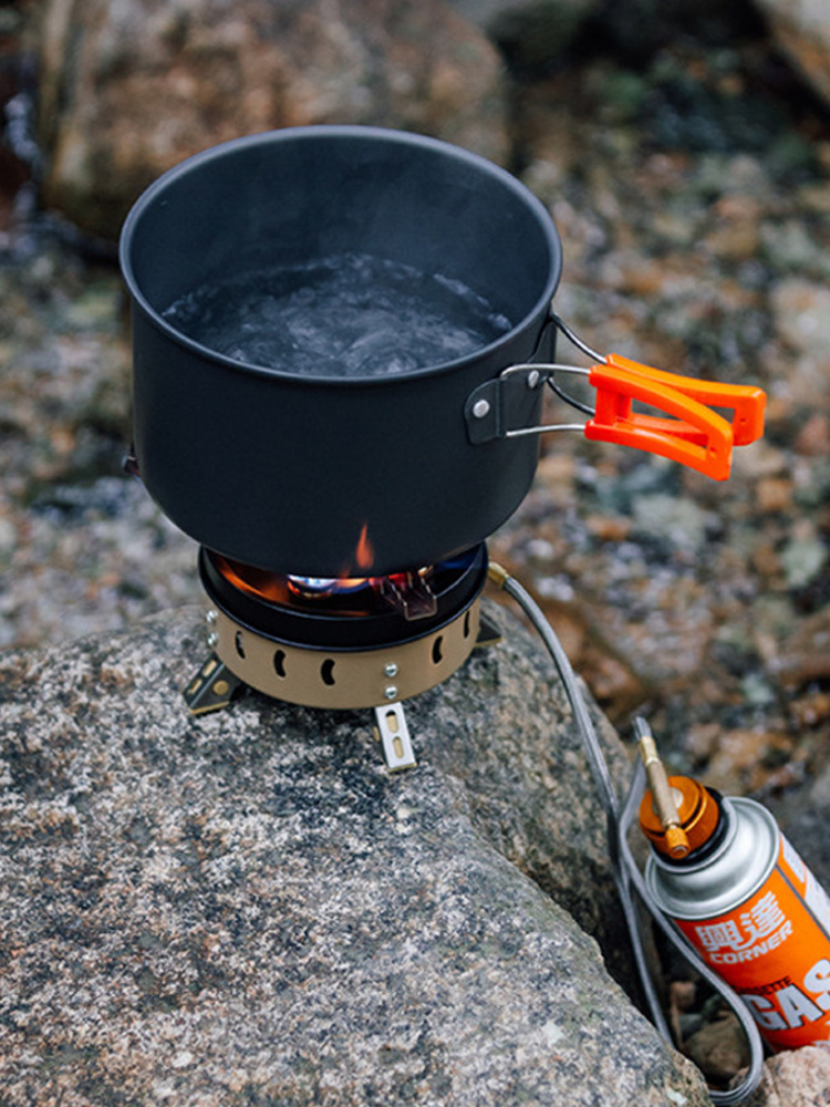 Acampar al aire libre estufa portátil estufa de gas de picnic de alta potencia estufa de cinco cabezas estufa de barbacoa estufa de gas a prueba de viento