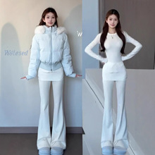 加绒打底衫女加长2025新款羽绒服内搭白色超好看中长款上衣初冬装