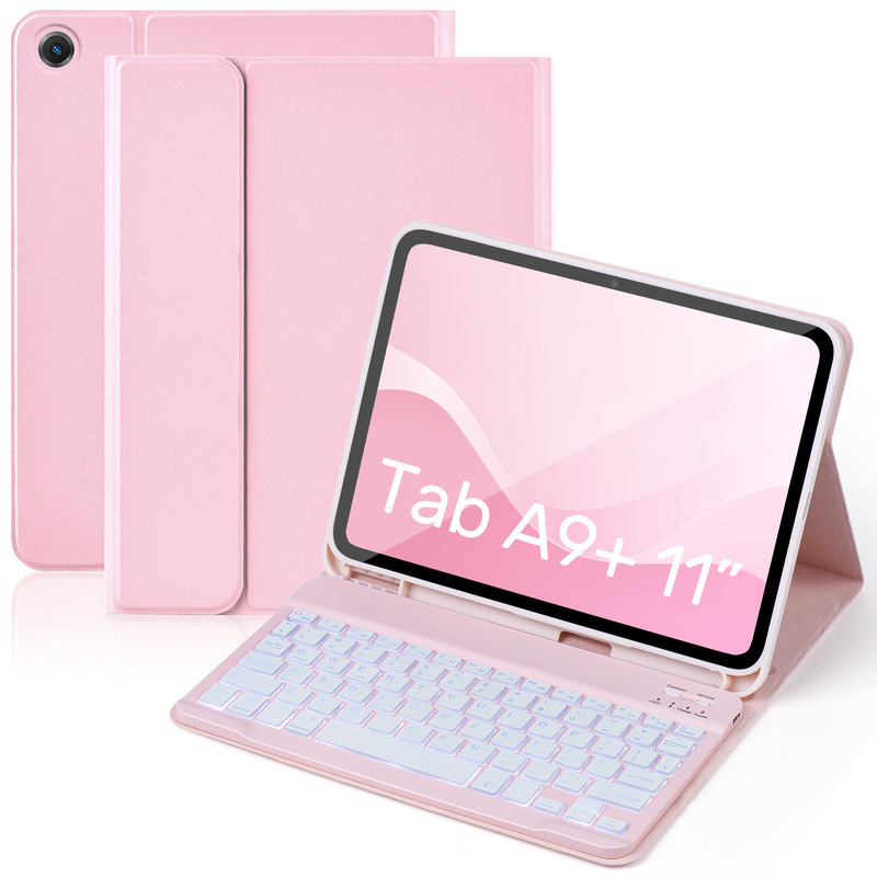 Suitable for Samsung Tab A9Plus Bluetooth Keyboard Leather Case X210 Magnetic Suction with Pen Slot Seven-Color Backlight Touch Keyboard