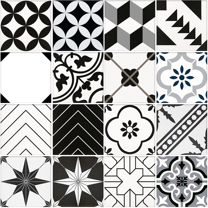 Black and White small Tiles 200x 200 mosaic Tiles restaurant homestay non-slip floor Tiles Decoration Tiles