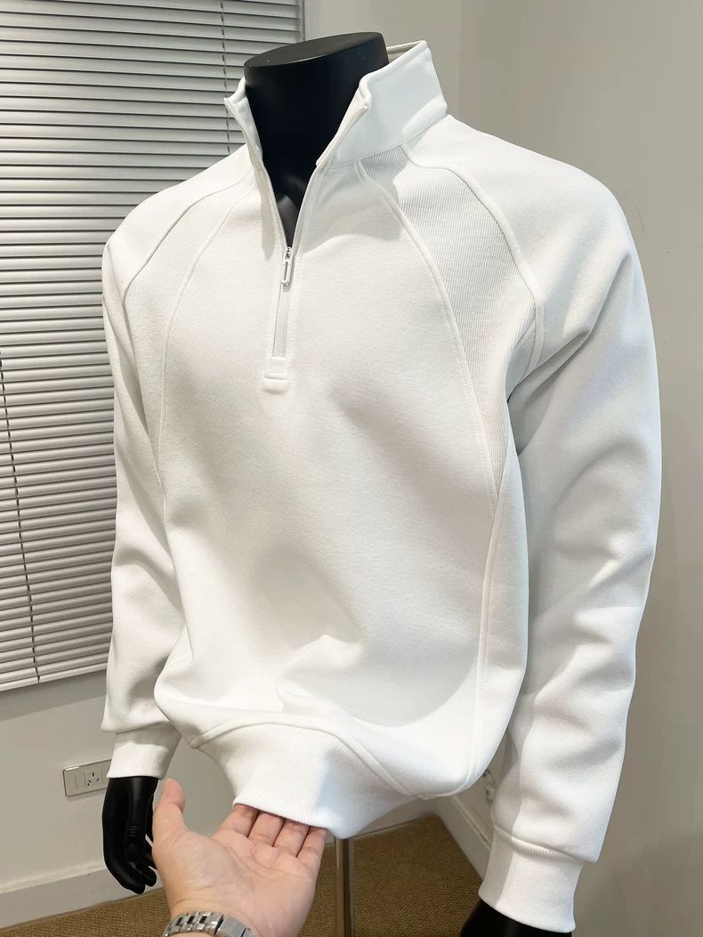 Men's Patchwork Stand Collar Pullover Sweatshirt Thermal Top_voghion.com
