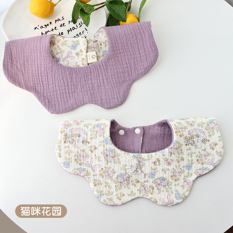 韓国版の花びらよだれかけ、両面ベビーよだれかけ、6層クレープコットンベビーよだれタオル、嘔吐防止|undefined