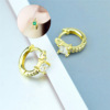 Cute small golden earrings, shiny zirconium, European style, internet celebrity