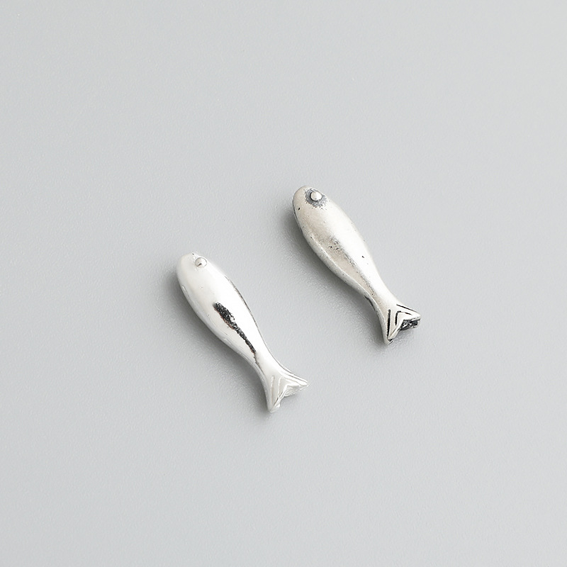 All Seasons Season 1 Piece 4*10mm 4*14.5mm Hole Under 1mm 925 Sterling Silver Fish Polished DIY Ornament Accessories Beads