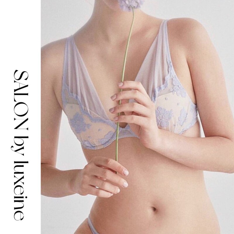 [Flower Shadow Sheer] Japanese Embroidered Floral Mesh Sexy Push-Up Comfortable Small Chest Bra Set for Women