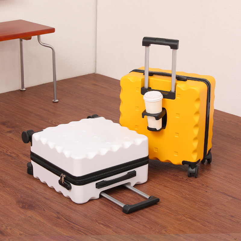 Galletas de alto valor de la cara colector rueda universal pequeña lindas barras de embarque maleta 18 pulgadas duradera