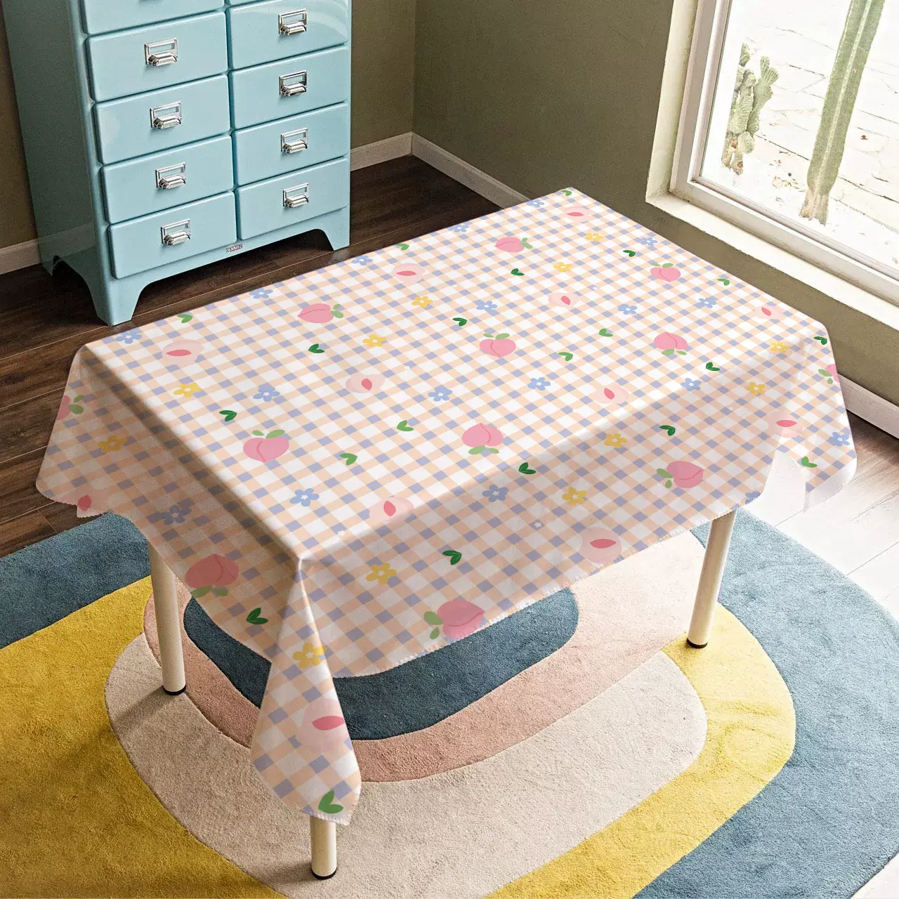 北欧简约长方形桌布桌椅制作ins少女心书桌学生课桌野餐茶几餐