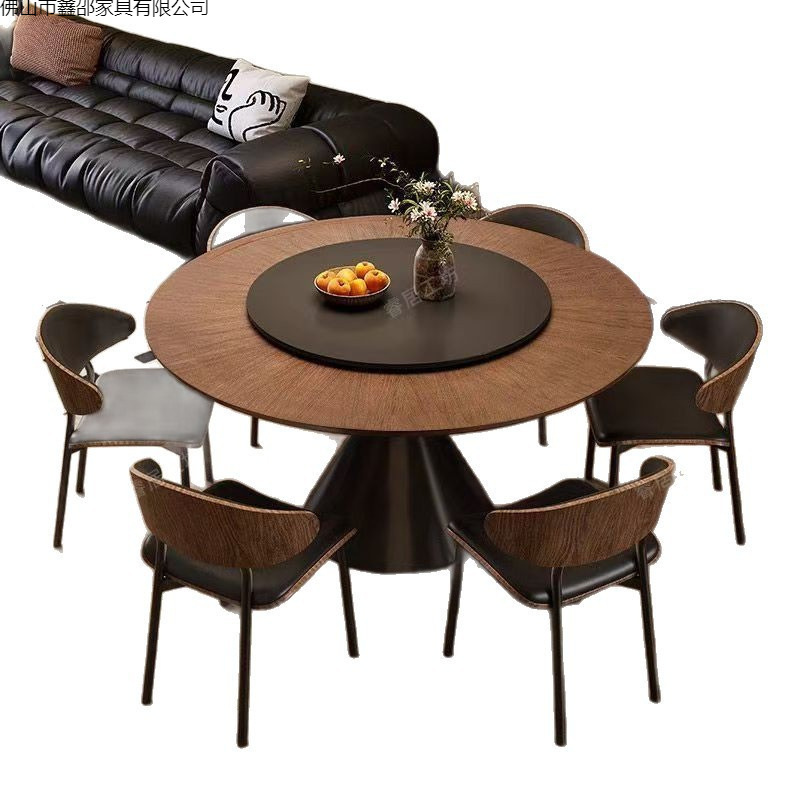 Mesa de comedor de madera sólida retrógrada francesa estilo antiguo casero estilo medieval pequeño tipo de casa mesa redonda de nuez mesa giratoria combinación de mesa de comedor