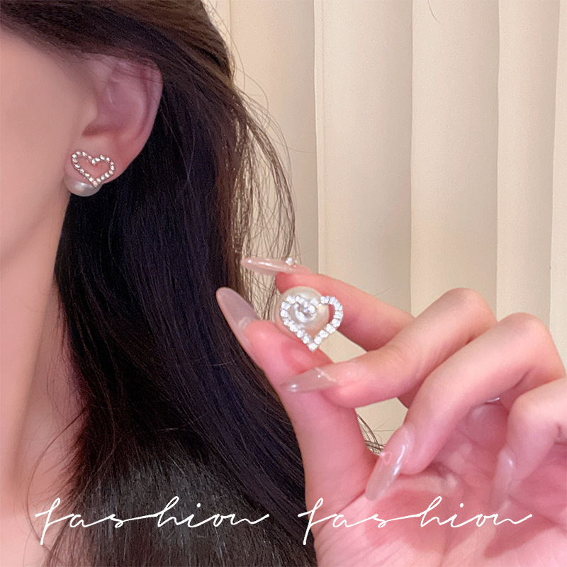 Pendientes de perlas para mujeres ins estilo simple alto sentido nicho temperamento pendientes en línea celebridad retro pendientes aguja de plata al por mayor