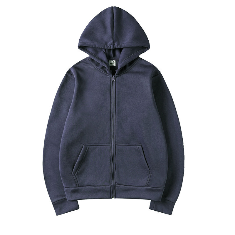 跨境欧美开衫连帽卫衣纯色运动服上衣秋冬季男女同款拉链短袖|undefined