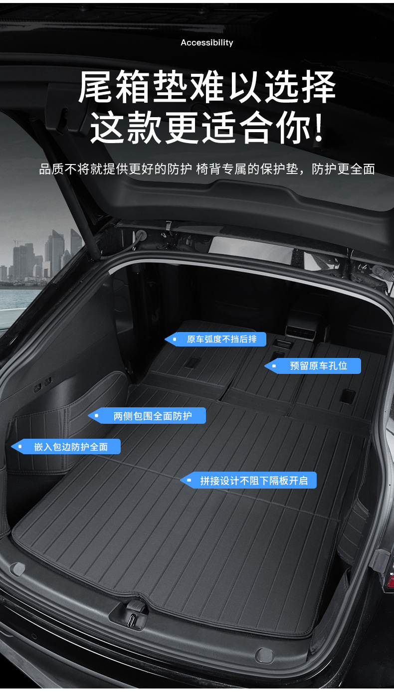 Suitable for the New Model 3Yyl Tesla Integrated Trunk Mat, Full Coverage Backrest Trunk Mat, Trunk Mat Wholesale