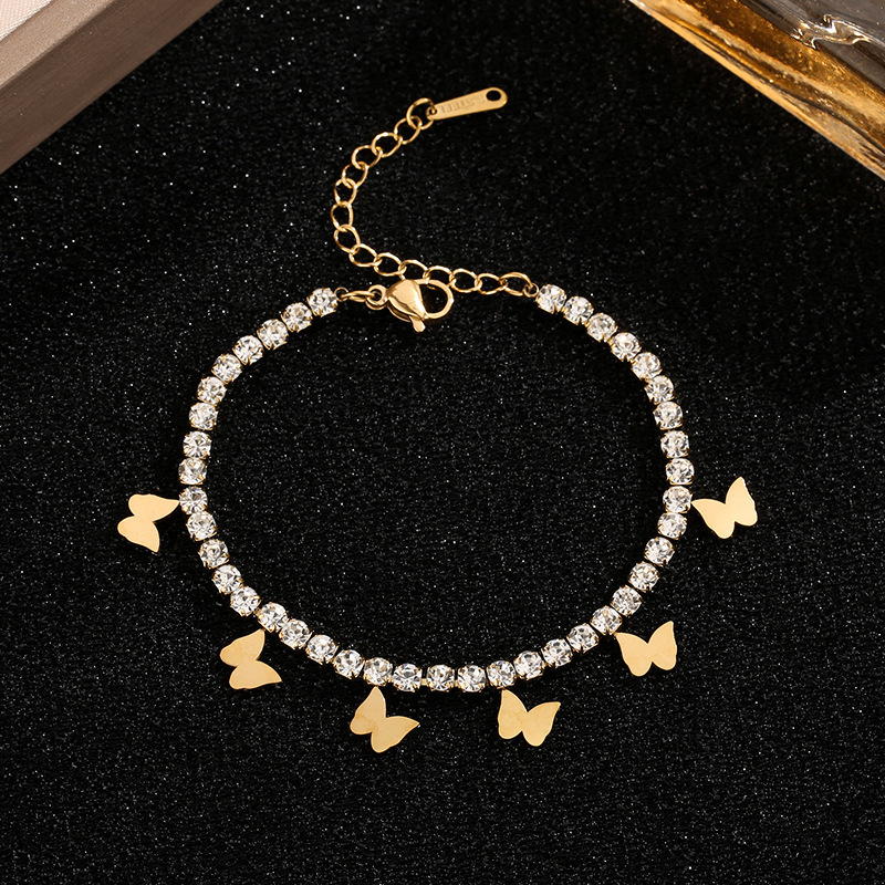 5505 풀 다이아몬드 나비 팔찌 골드