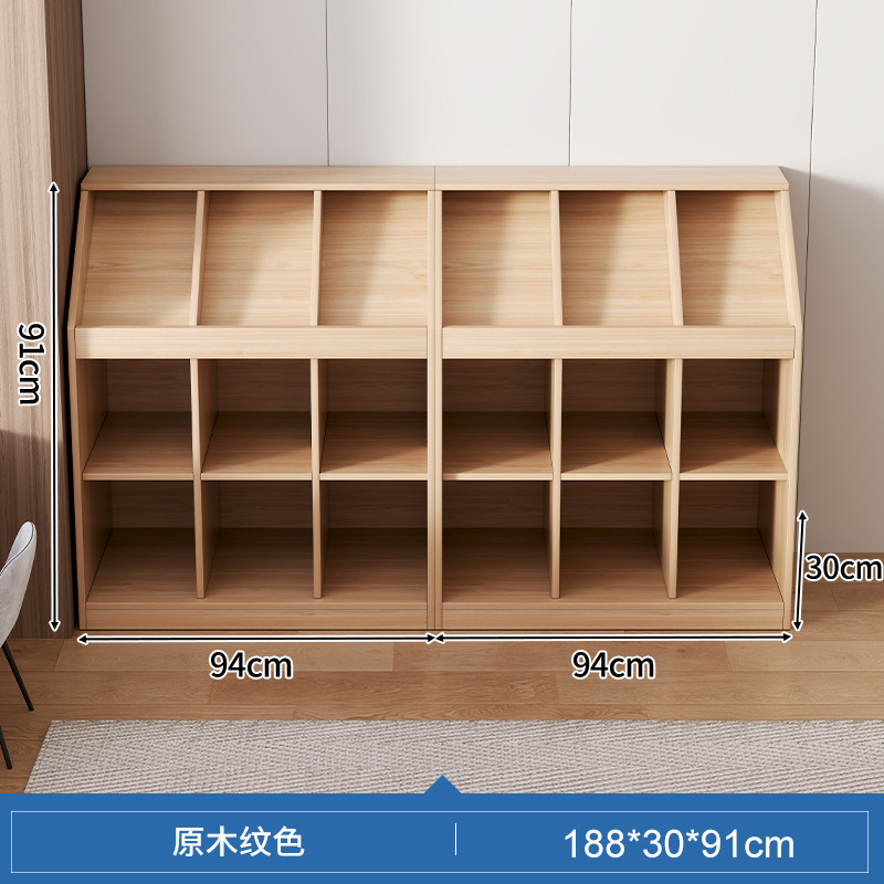 Estante de libros estante de almacenamiento estante de piso bajo conjunto de armario de biblioteca calificado armario de almacenamiento armario de exhibición integrado contra la pared para el hogar