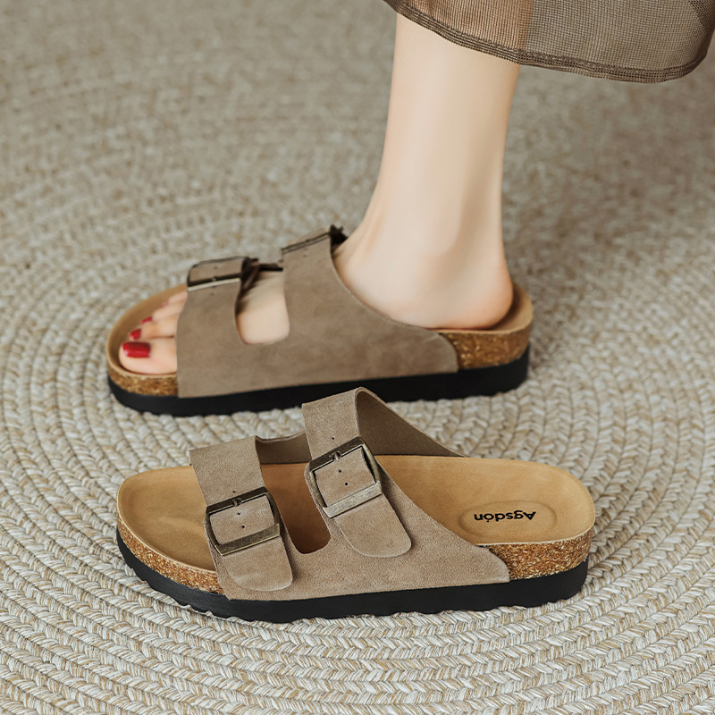 2025 nuevos zapatillas de verano de alta sensación de soleas gruesas Bocken zapatillas de ropa exterior casual