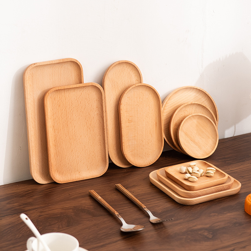 Beech Japanese-style Tableware Solid Wood Plate Hotel Western Restaurant Dessert Plate Tea Plate Barbecue Household Fruit Plate Wooden Tray Beech Japanese-style Tableware Solid Wood Plate Hotel Western Restaurant Dessert Plate Tea Plate Barbecue Household Fruit Plate Wooden Tray