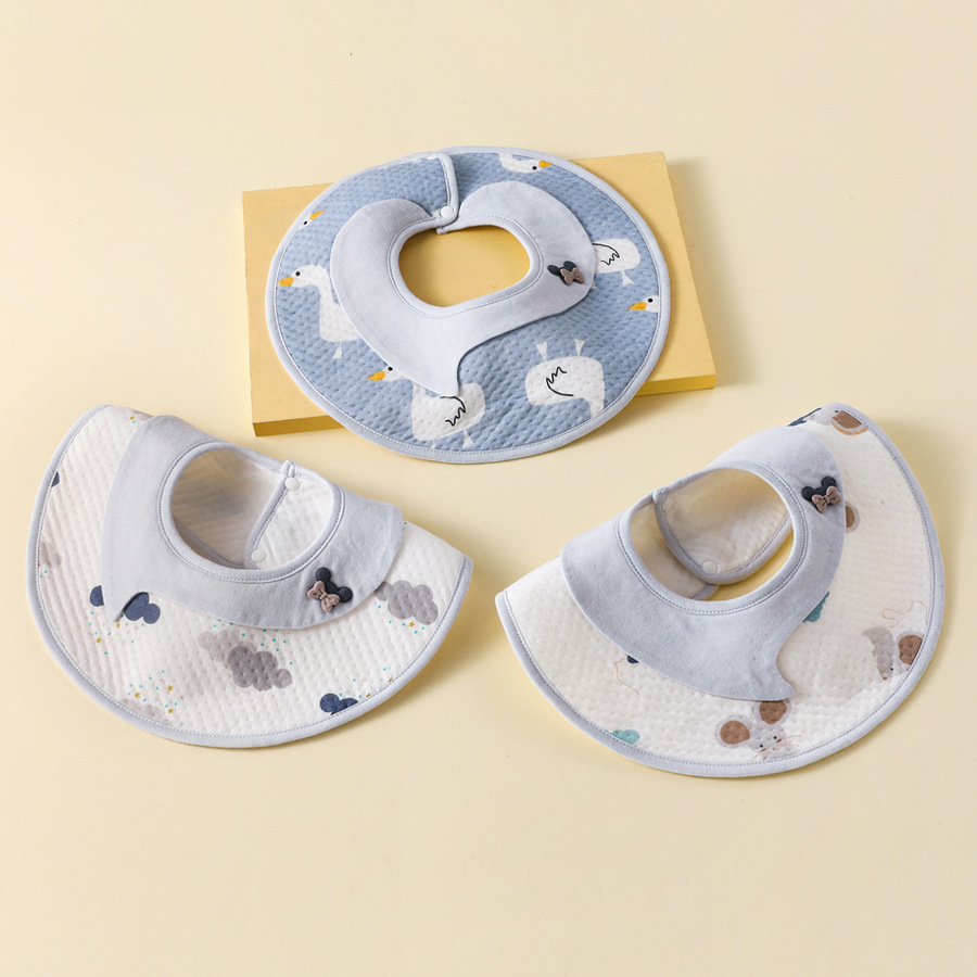 Baby Spit Towel Male Baby Cartoon Bib Combed Cotton Newborn Waterproof Milk Spit Bib Large Version Round Bib for Women