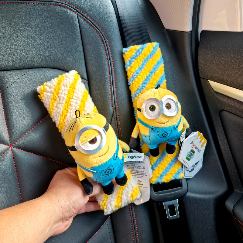 Car Seatbelt Shoulder Pad Minion Plush Toy Car Seatbelt Shoulder Pad Tim Bear Doll New Car Gift