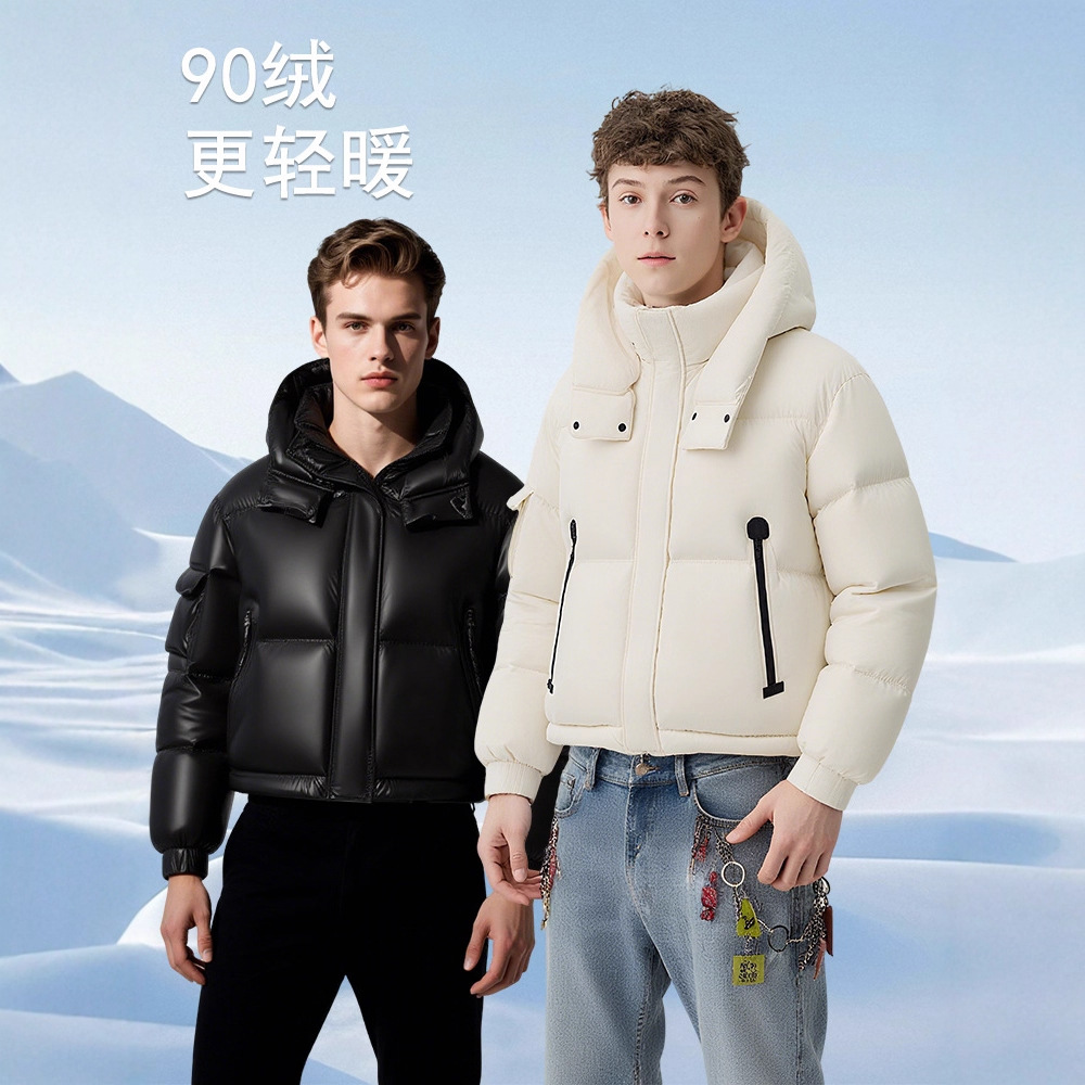 2025 invierno nuevo estilo chaqueta de plumón con capucha cuello alto traje de pan chaqueta de plumón de pato blanco corto nuevo estilo de moda image 4