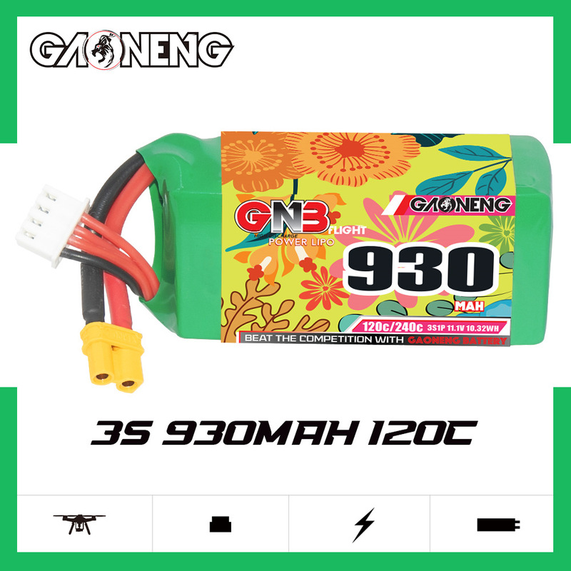 GNB High Energy 930mAh 3S 11.1V 120C DuCted TraVerSing AirCraft Model FPV High Rate Lithium Ion Battery