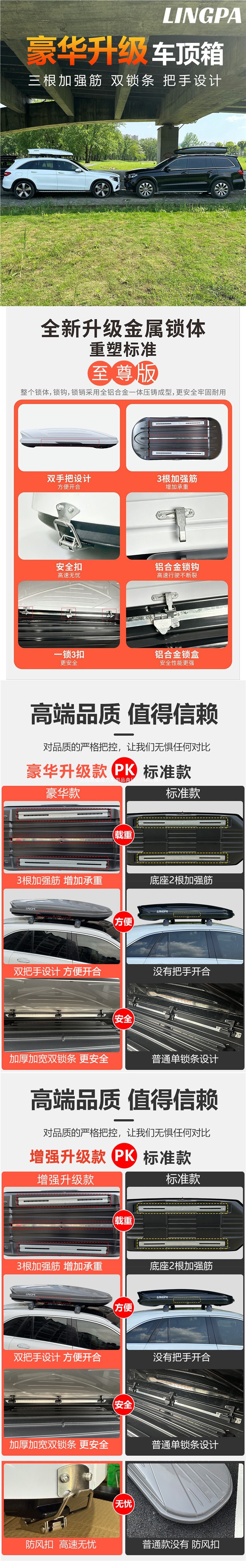 Roof luggage box for SUVs, universal car roof box, luggage rack, travel box, large capacity, recessed design