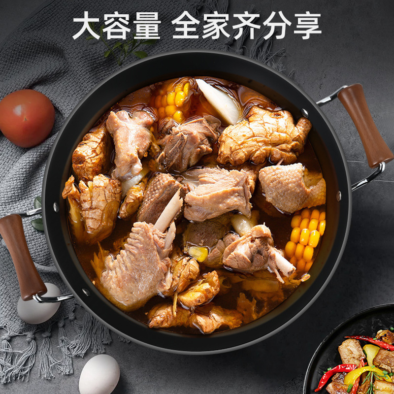 Cocinar la olla de hierro de estilo antiguo de doble oreja de cocina electromagnética doméstica de gas sin recubrimiento antiadherente de cocina de hierro de cocina de cocina de cocina