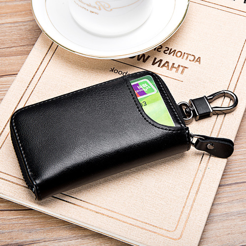 Key bag key bag men's large capacity genuine cowhide business home simple zipper waist hanging car multi-function card holder