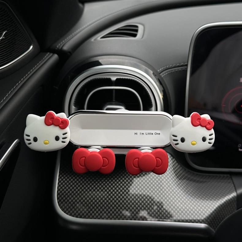 Kt Cat Car Phone Holder Navigation Cute Car Interior Air Vent Decoration Collection Car Fixed Support Stand