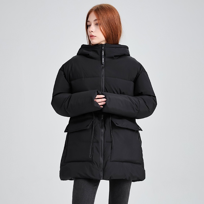 外贸中长款羽绒棉服女2025冬季新款工装韩版宽松连帽面包服棉衣|undefined