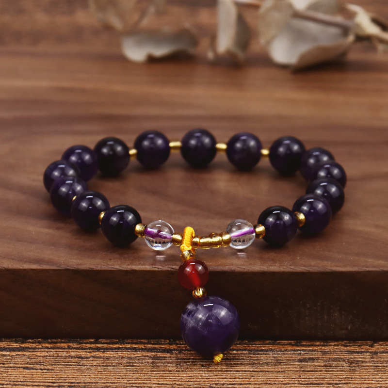 Mode Amethyst Einfacher Schmuck Natürlicher Amethyst Anhänger Armband display picture 1