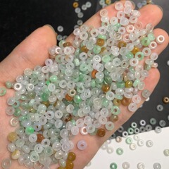 ミャンマー翡翠A商品小玉輪DIY小玉輪ドーナツ平安ボタン玉卸売り