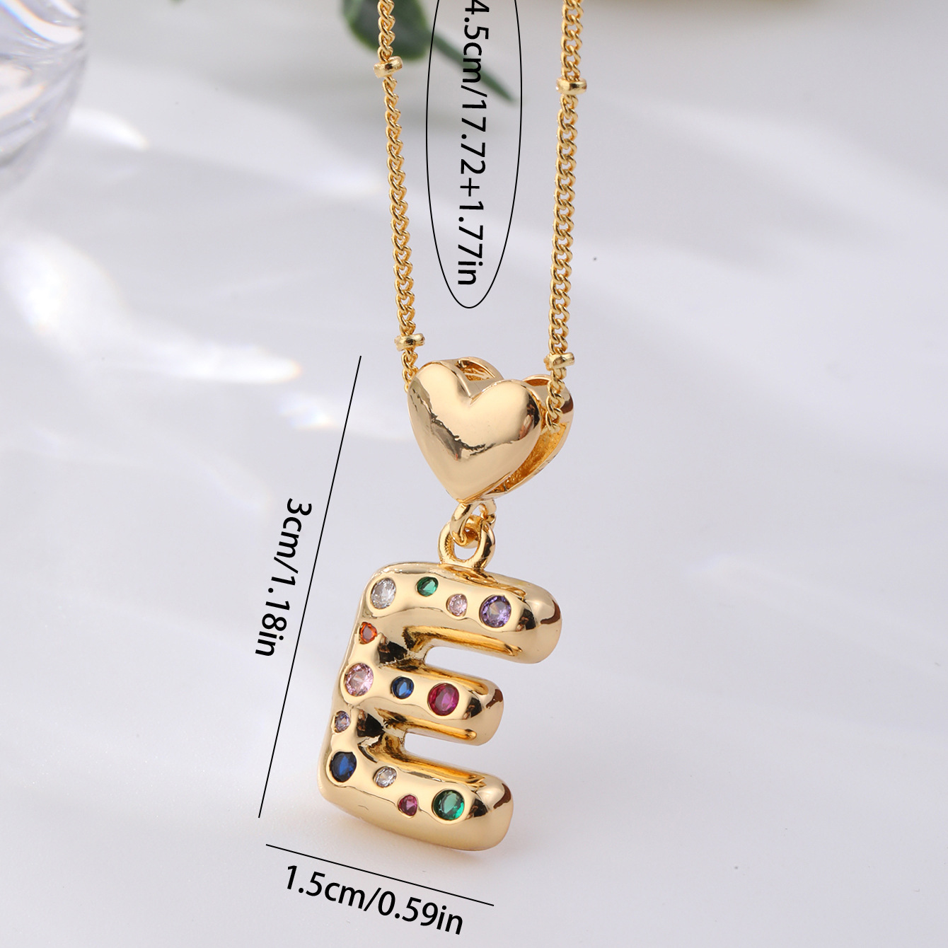 12g Weight Copper Pendant Material Zircon Inlay Material Pendant Necklace Classification Copper Chain Material 1 Piece Quantity Holiday, Daily Occasion Copper Material Letter, Heart Shape Pattern Women's Gender Inlay Design Simple Style Style Copper Inlay Letter Heart Shape Zircon Pendant Necklace 无