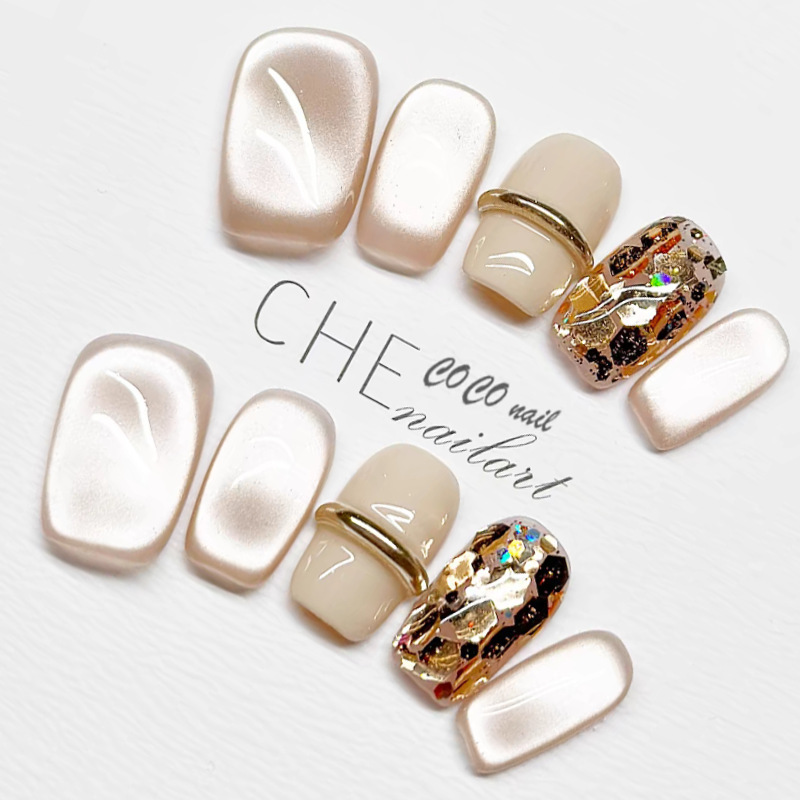 Beautiful Wearable Nails, Short Style, High-End, White Cat-Eye Manicure Finished Products, New Handmade Nail Patches, Wholesale Finished Products Beautiful Wearable Nails, Short Style, High-End, White Cat-Eye Manicure Finished Products, New Handmade Nail Patches, Wholesale Finished Products
